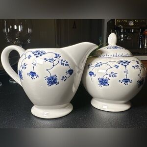 Churchill Elegant Blue and White Floral Ceramic Teapot Set